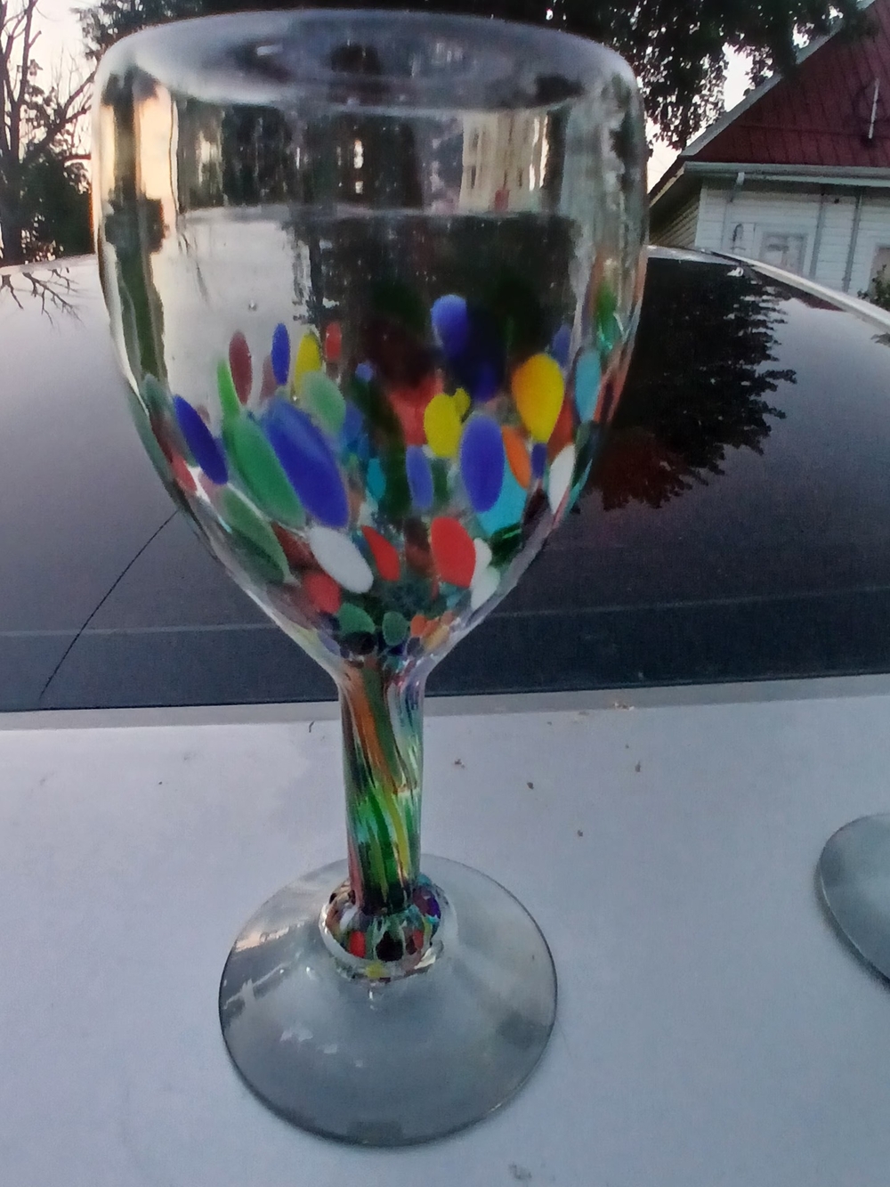 Hand-Blown Multicolor Decorative Glass Goblet - Home Art